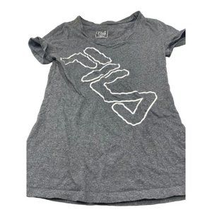 Fila short sleeve tea shirt gray v-neck size small bust 15 length 24 READ used s
